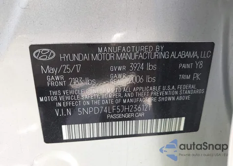 2018 Hyundai Elantra Se из США, поврежденный, VIN 5NPD74LF5JH236121